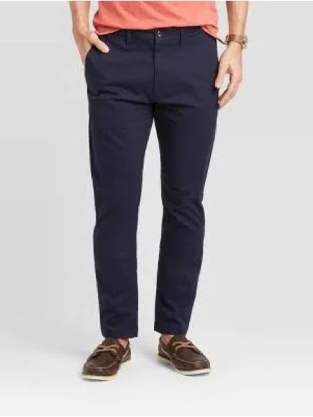 Men's Navy Slim Chino Pants - Classic Everyday Trousers Size 28x30 NEW